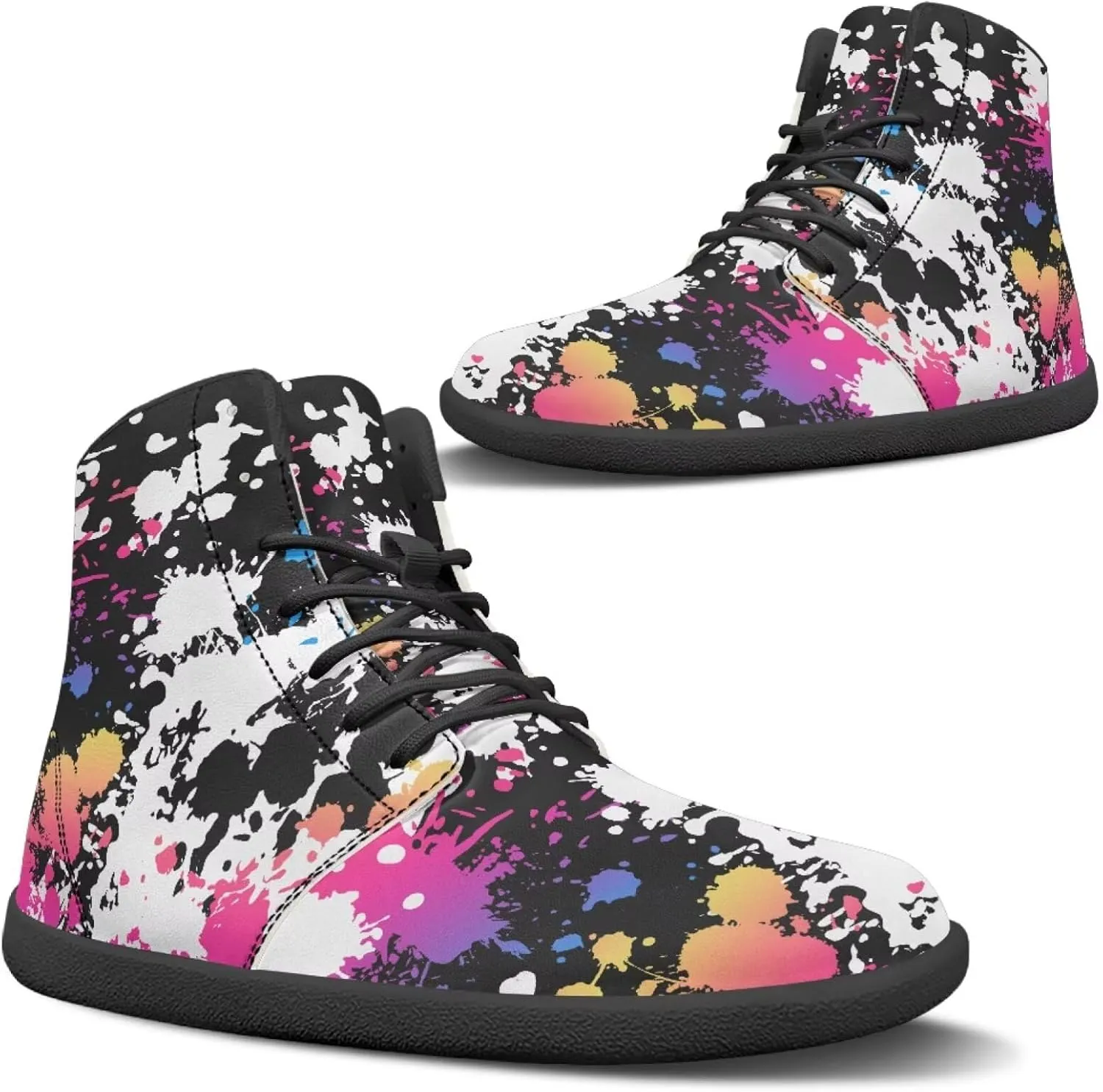 Binienty Unisex Men Women Barefoot Shoes Lace up High Top Minimalist Flat Sneakers Cross-Trainer Footwear