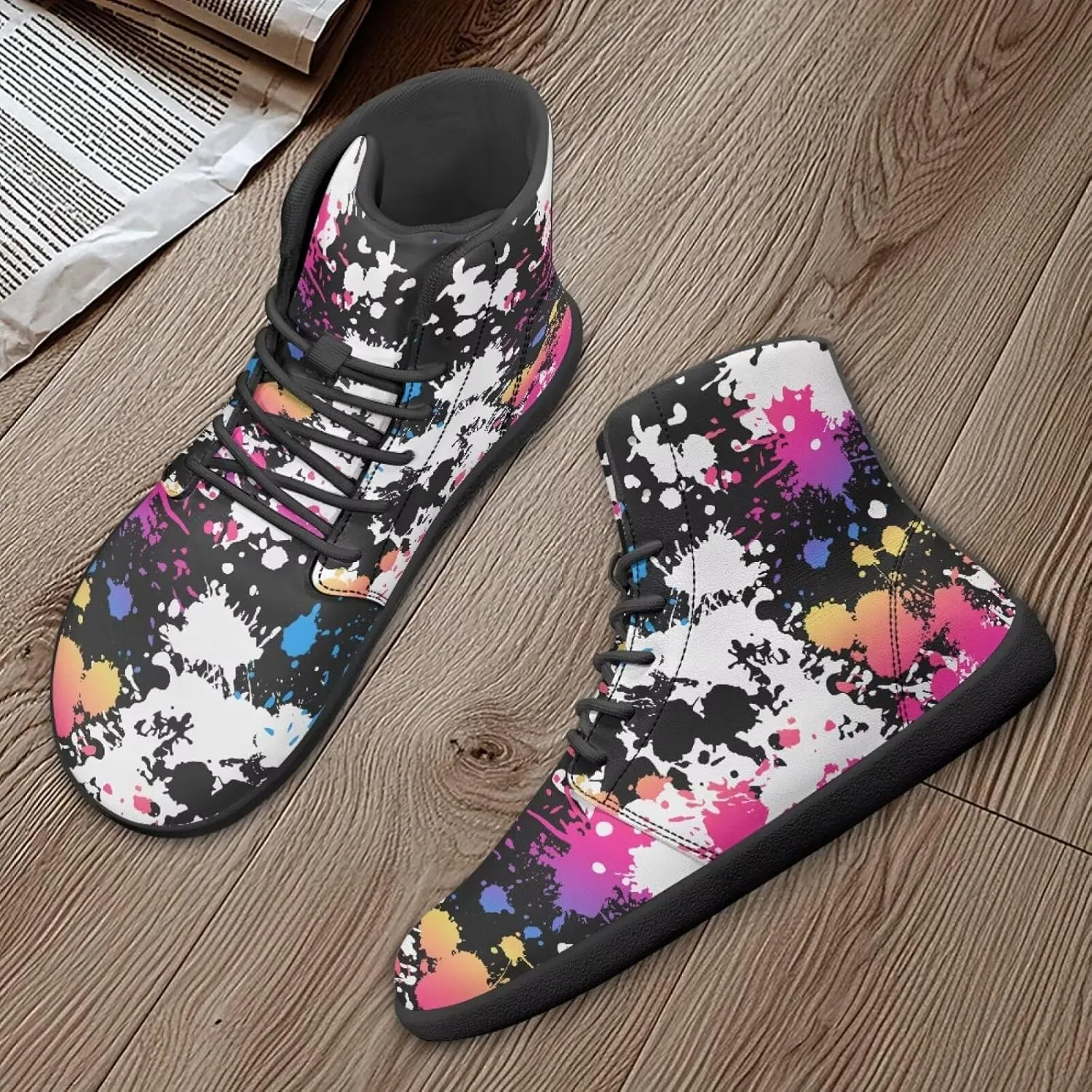 Binienty Unisex Men Women Barefoot Shoes Lace up High Top Minimalist Flat Sneakers Cross-Trainer Footwear