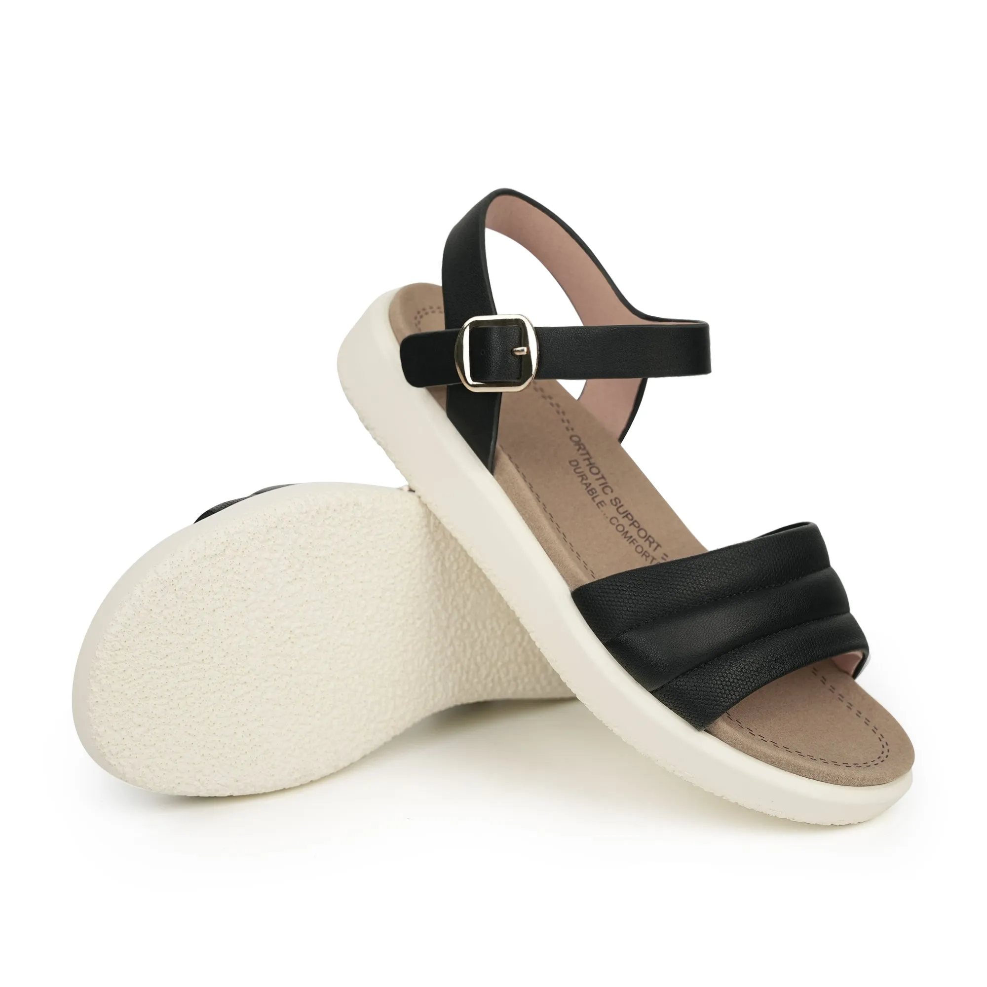 Black Arch Support Sandals-Katie