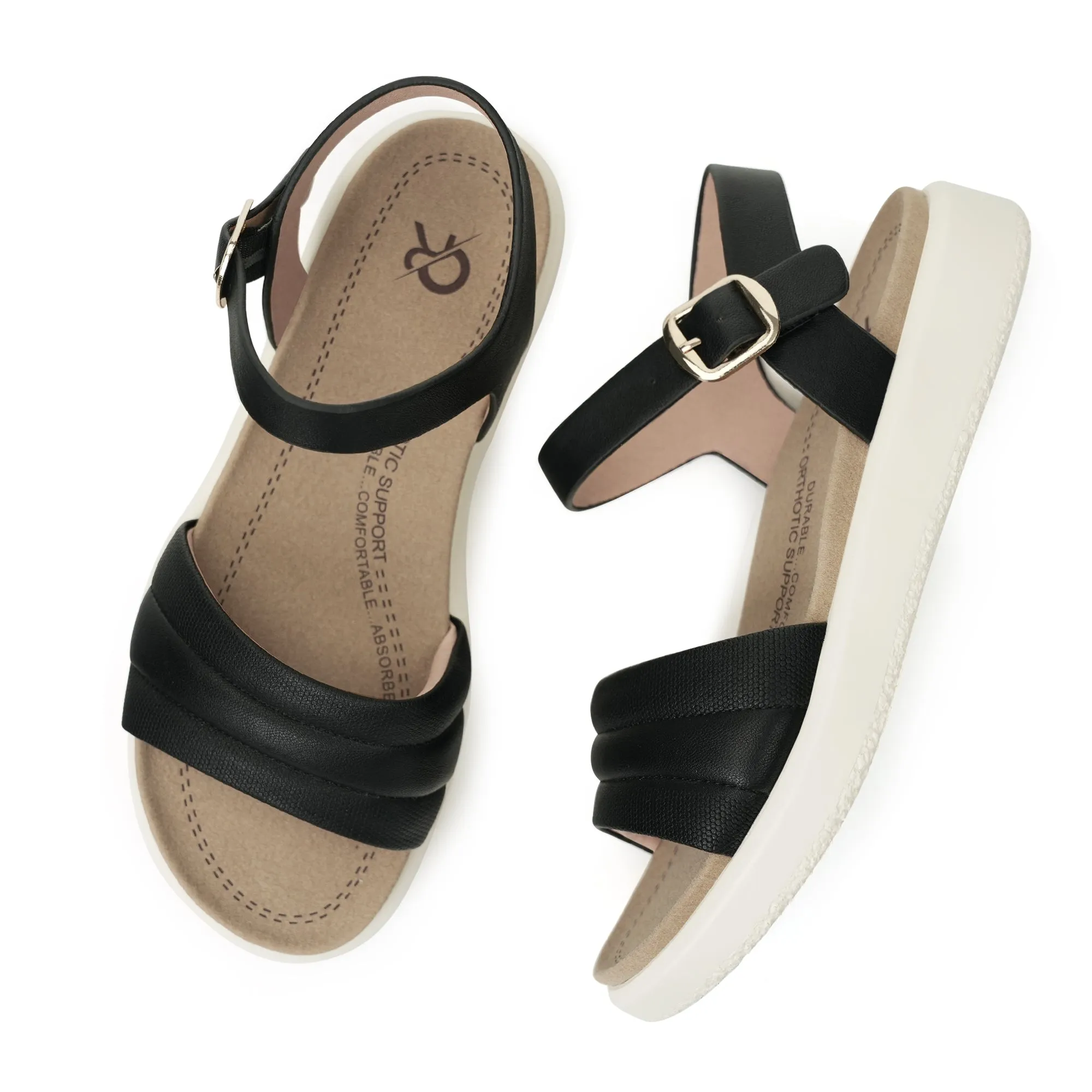 Black Arch Support Sandals-Katie