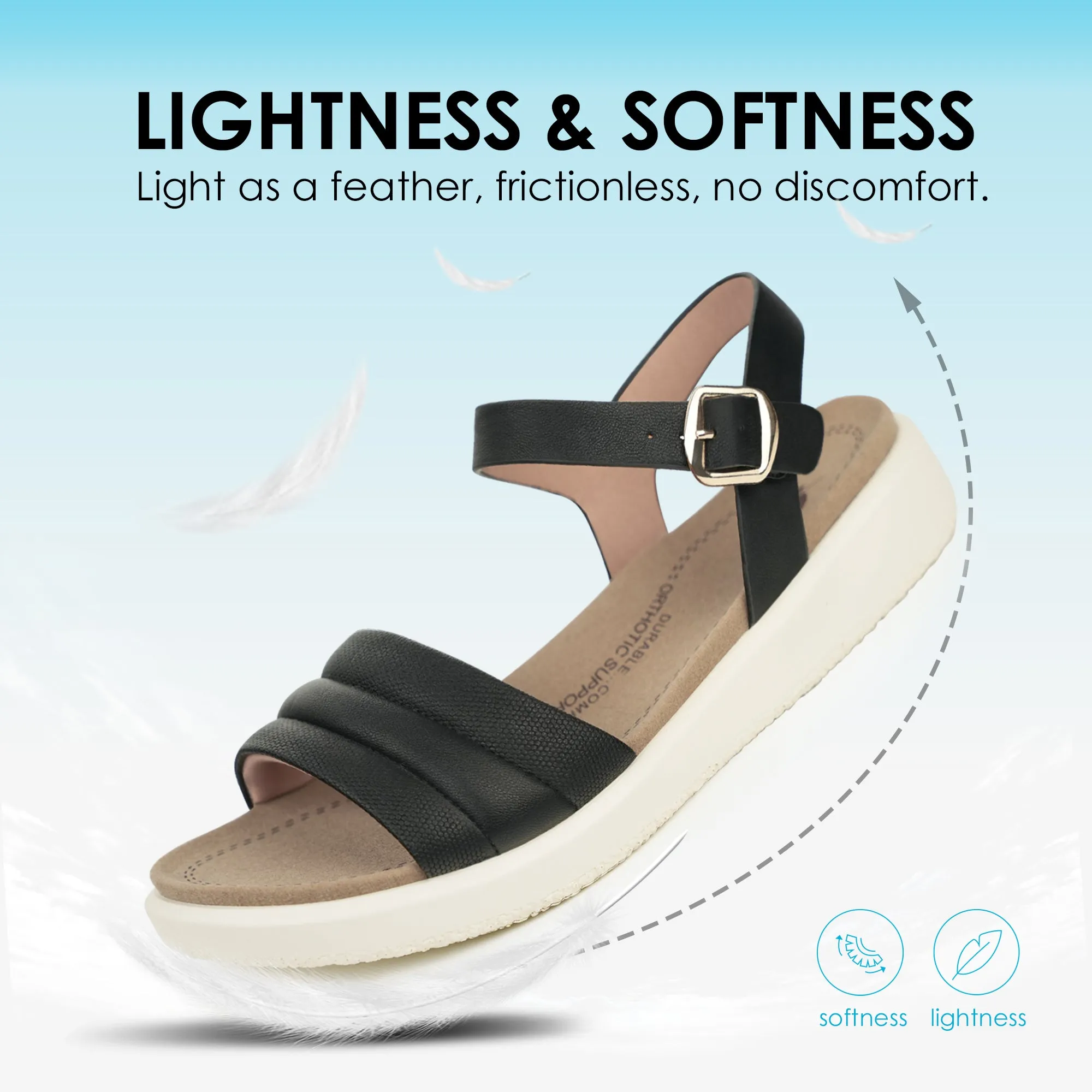 Black Arch Support Sandals-Katie