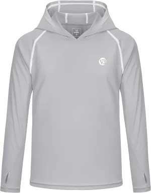 Boys Girls Hooded Sun Shirts UPF50  Long Sleeve Hoodies Quick Dry Rash Guard Swim Shirts Fishing Hiking Thumb Holes