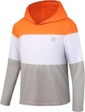 Boys Girls Hooded Sun Shirts UPF50  Long Sleeve Hoodies Quick Dry Rash Guard Swim Shirts Fishing Hiking Thumb Holes