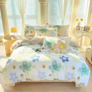 Breathable Cotton Double-Sided Colorful Bed Sheet Set