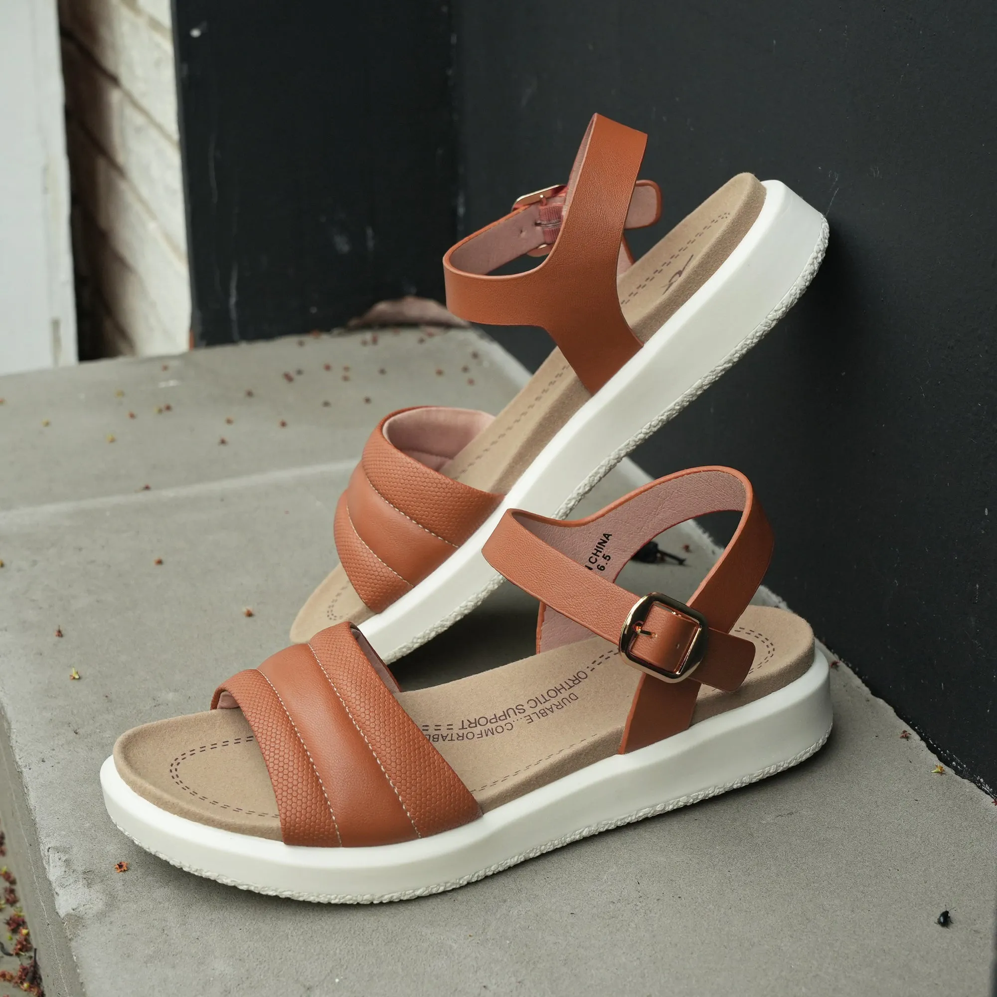 Brown Arch Support Sandals-Katie