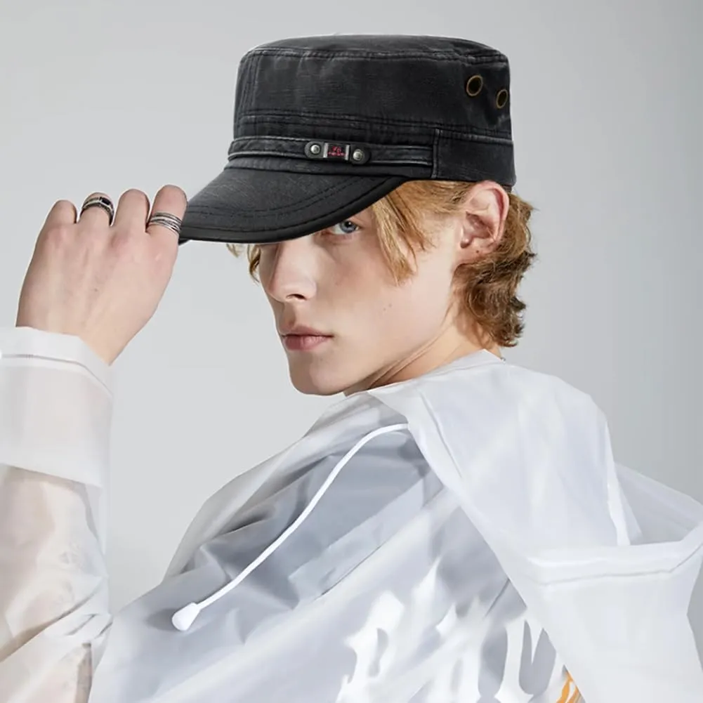Cadet Army Hat 2 Pieces Flat Top Cap Unisex Military Hat for Women Men