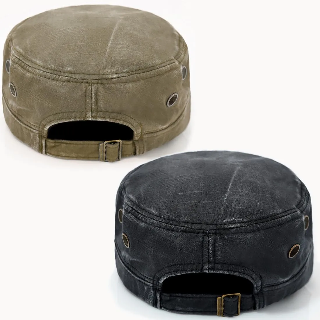 Cadet Army Hat 2 Pieces Flat Top Cap Unisex Military Hat for Women Men