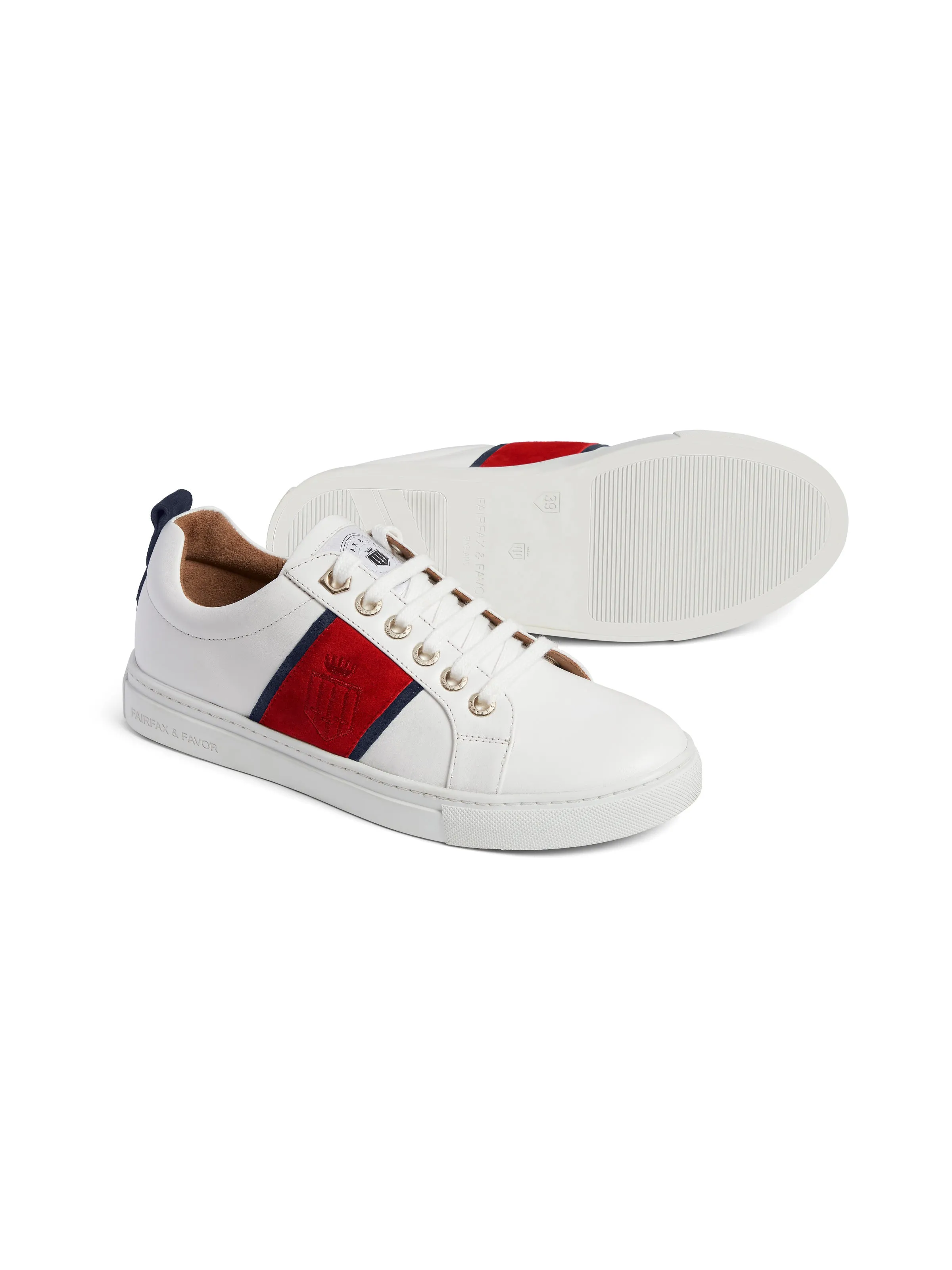 Cannes Trainer - White - Navy & Red