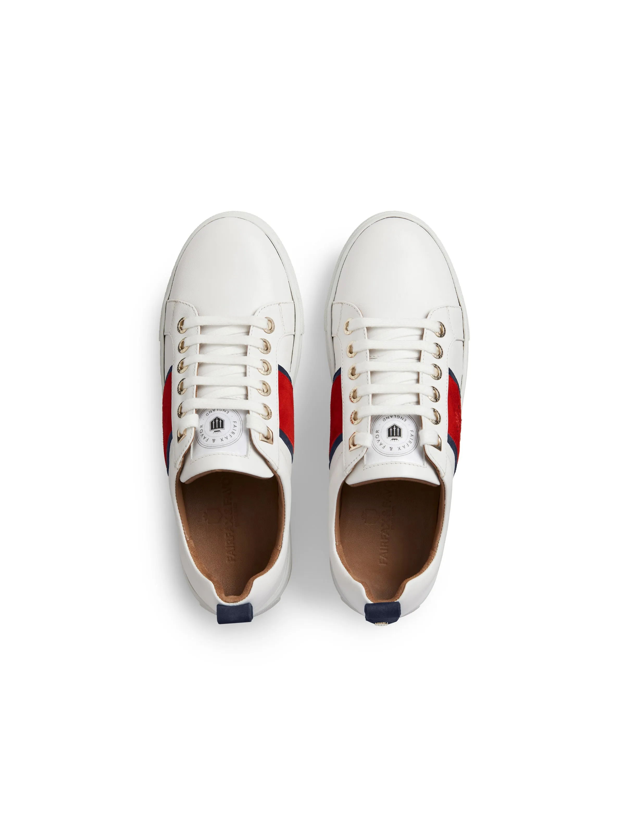 Cannes Trainer - White - Navy & Red