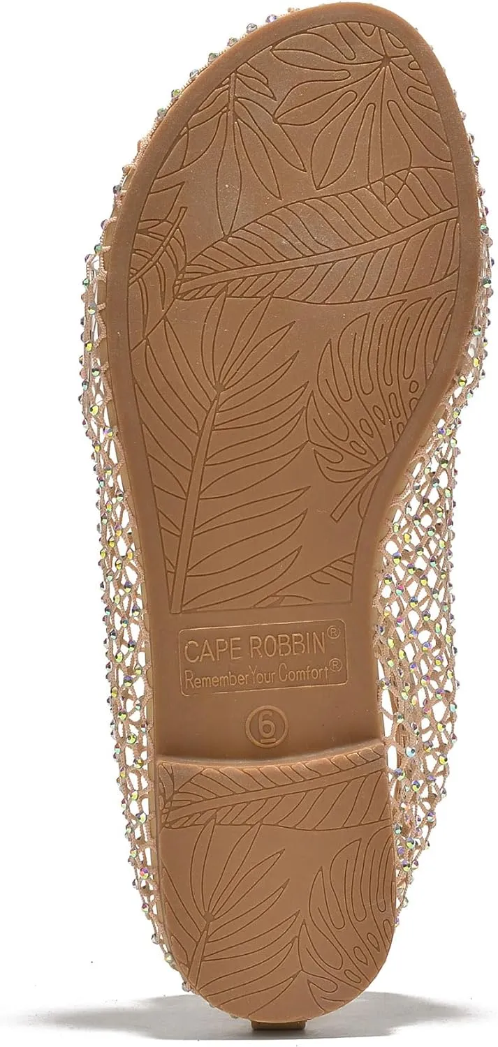 Cape Robbin Fantasia Rhinestone Mesh Flat Sandals (Fantasia)