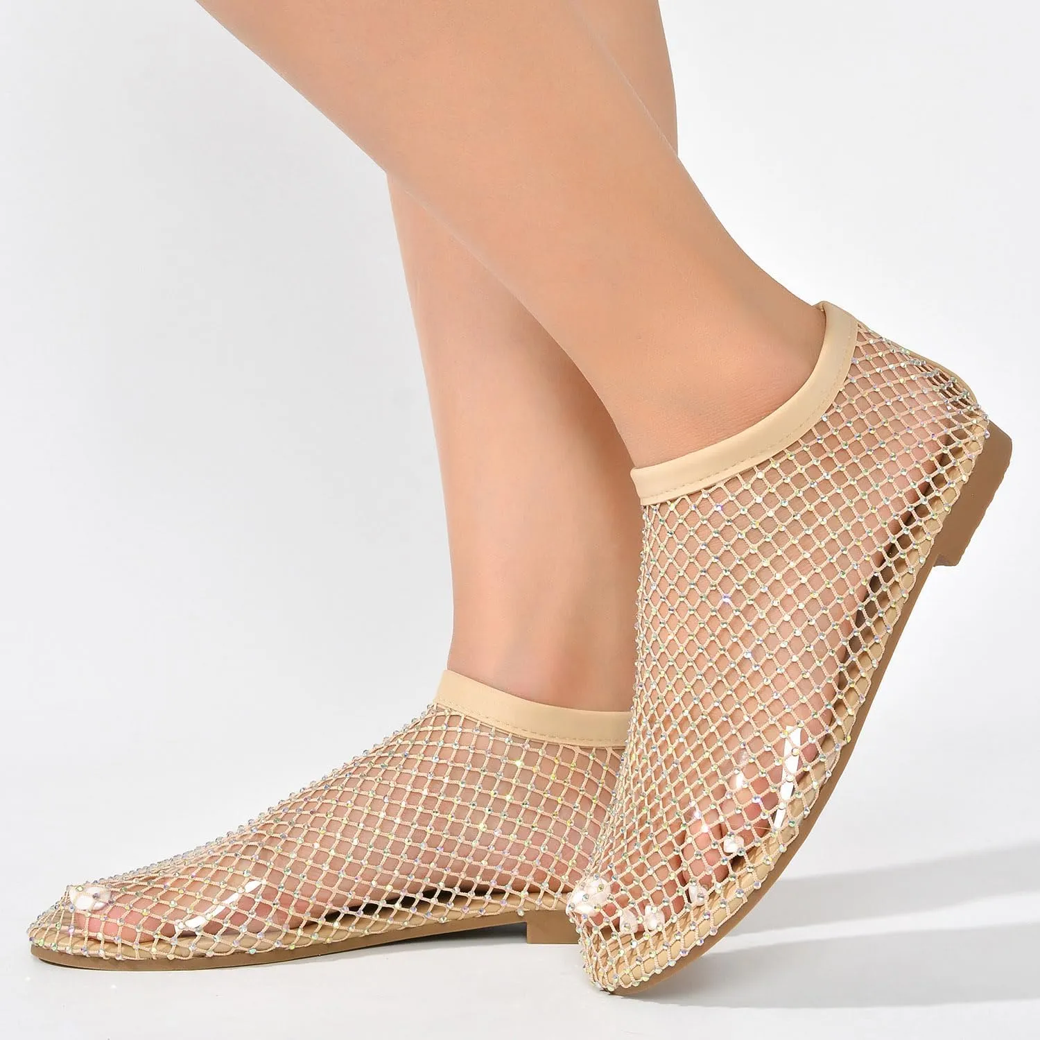 Cape Robbin Fantasia Rhinestone Mesh Flat Sandals (Fantasia)