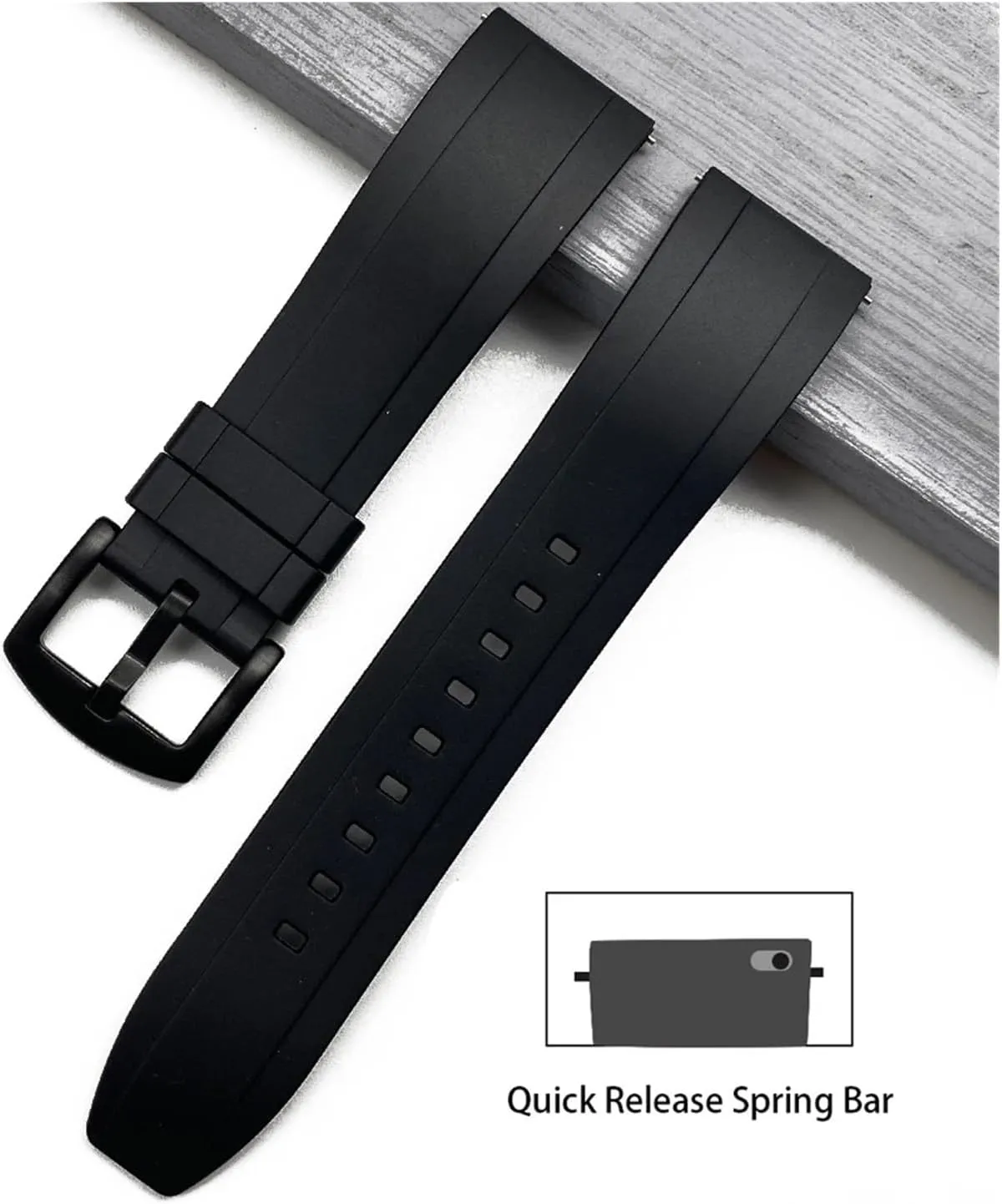 CAREG Grade Rubber Watch Strap 20mm 22mm 24mm Quick Release Silver/Black Button Wristband Men Diving Silicone Watchbands Durable