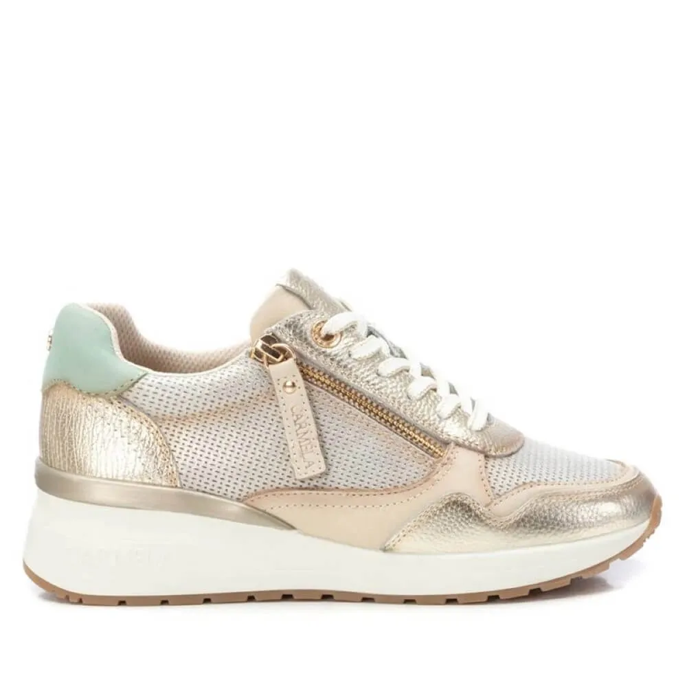 Carmela Leather Wedge Trainer 162268-GOLD