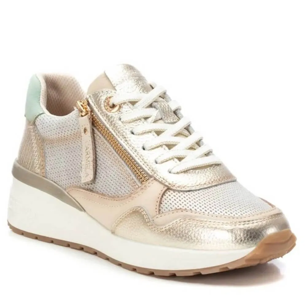 Carmela Leather Wedge Trainer 162268-GOLD