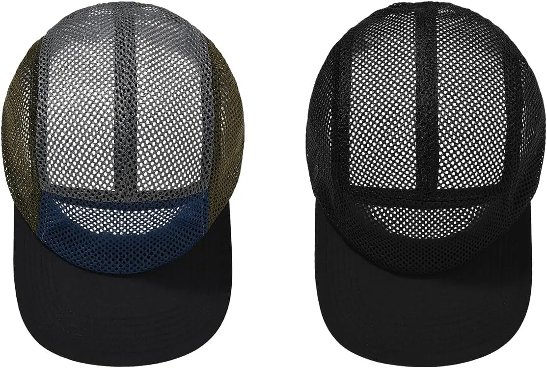 CLAPE Mesh 5 Panel Cap Flat Bill Dad Hat Quick Dry Baseball Cap Cooling Sports Hat Unstructured Trucker Cap Hiphop Dad Hat