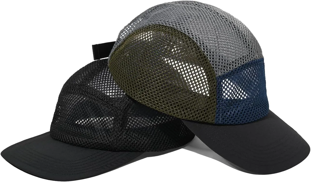 CLAPE Mesh 5 Panel Cap Flat Bill Dad Hat Quick Dry Baseball Cap Cooling Sports Hat Unstructured Trucker Cap Hiphop Dad Hat