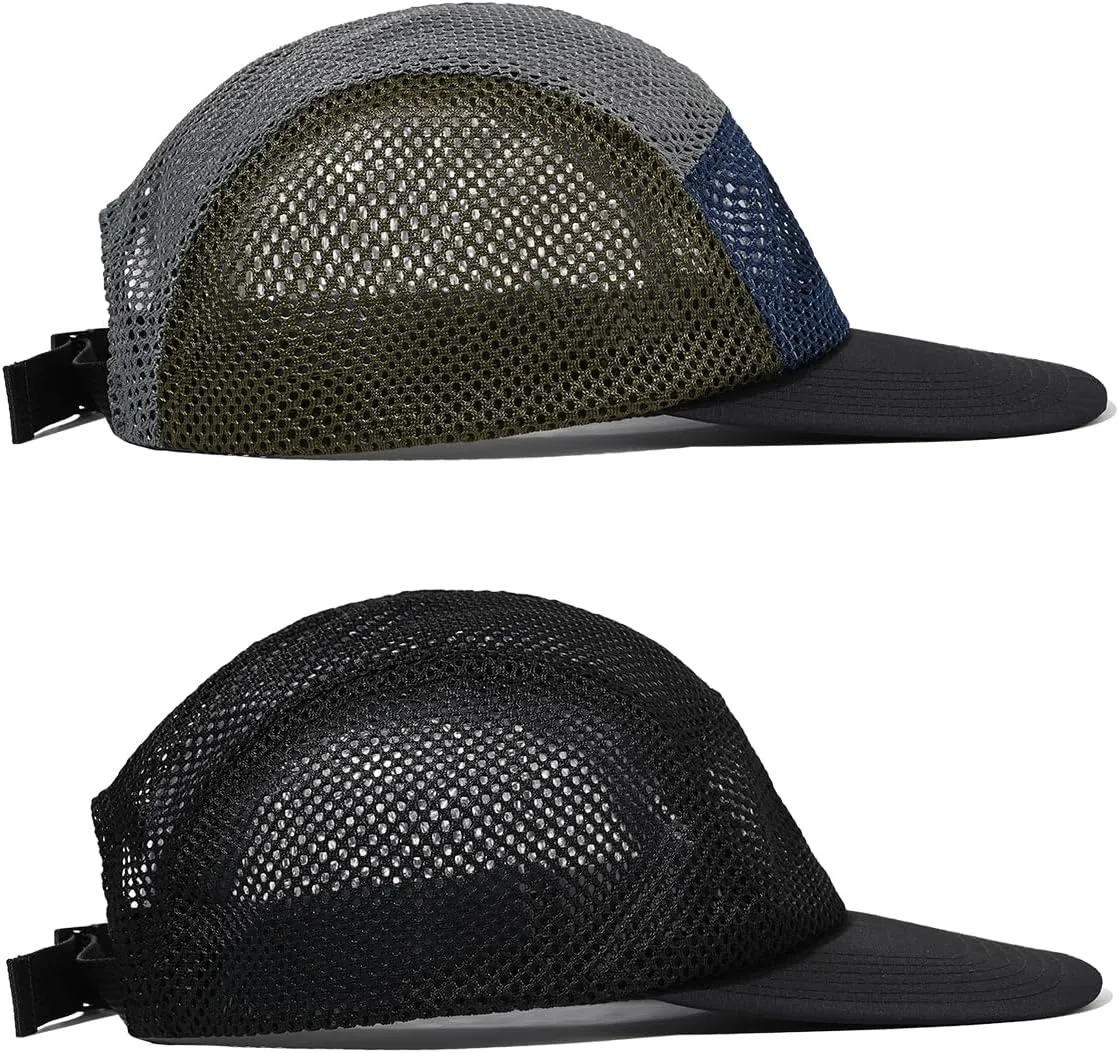 CLAPE Mesh 5 Panel Cap Flat Bill Dad Hat Quick Dry Baseball Cap Cooling Sports Hat Unstructured Trucker Cap Hiphop Dad Hat