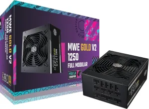 Cooler Master MWE Gold 1250 V2 ATX3.0 Fully Modular, 1250W, 80  Gold Efficiency, Quiet 140mm FDB Fan, 2 EPS Connectors, High Temperature Resilience, 5 Year Warranty (MPE-C501-AFCAG-3US)
