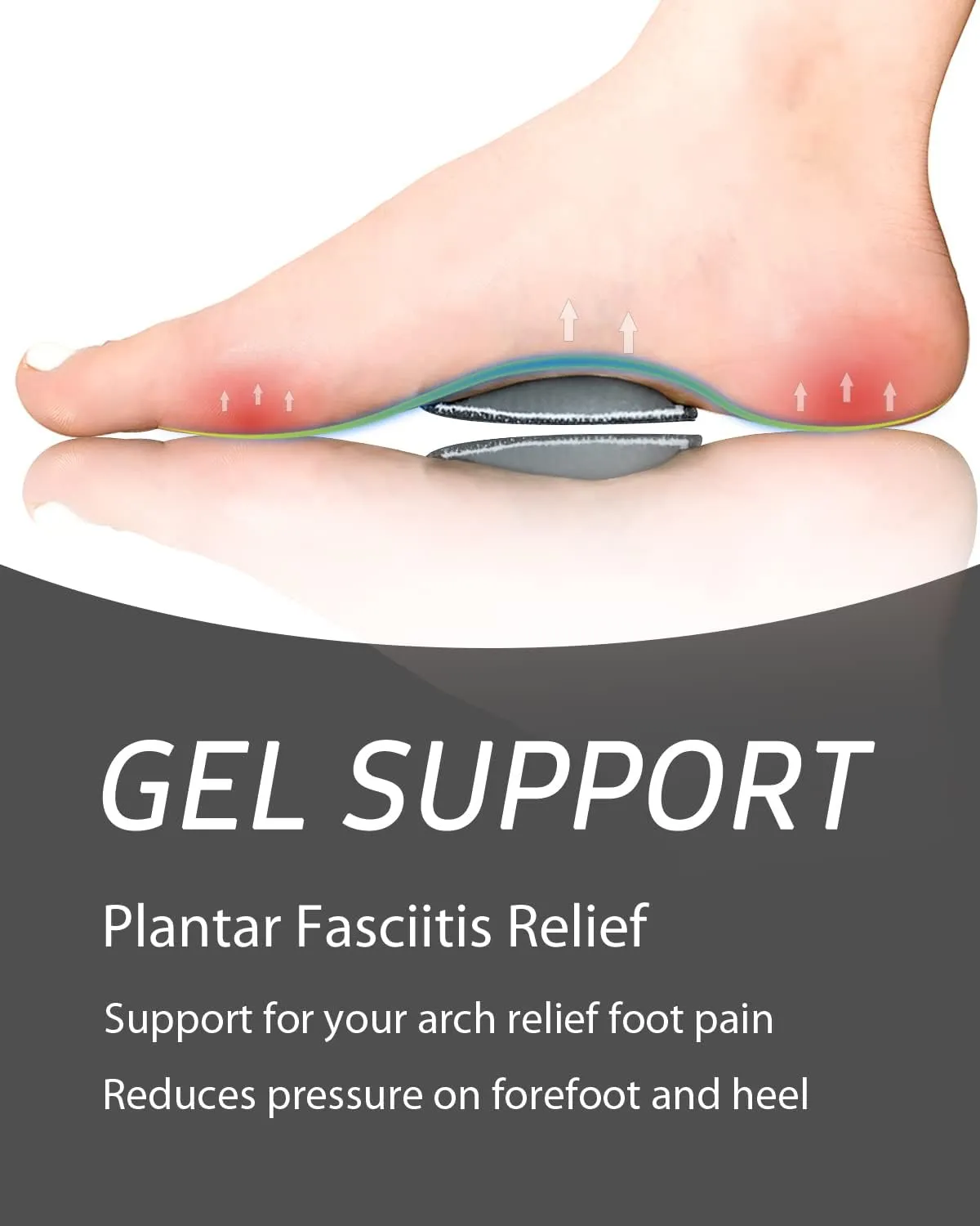 Copper Arch Support - Plantar Fasciitis Relief Arch Supports Bands/Sleeves with Gel Pads, Flat Feet Pain Relief,Men Women （1 Pair Black