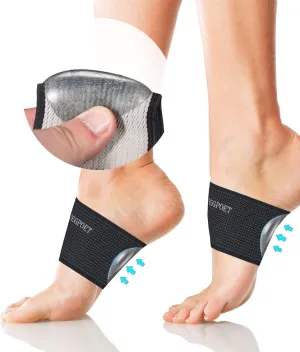 Copper Arch Support - Plantar Fasciitis Relief Arch Supports Bands/Sleeves with Gel Pads, Flat Feet Pain Relief,Men Women （1 Pair Black