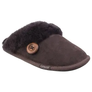 Cotswold Lechlade Sheepskin Mule Slipper Chocolate