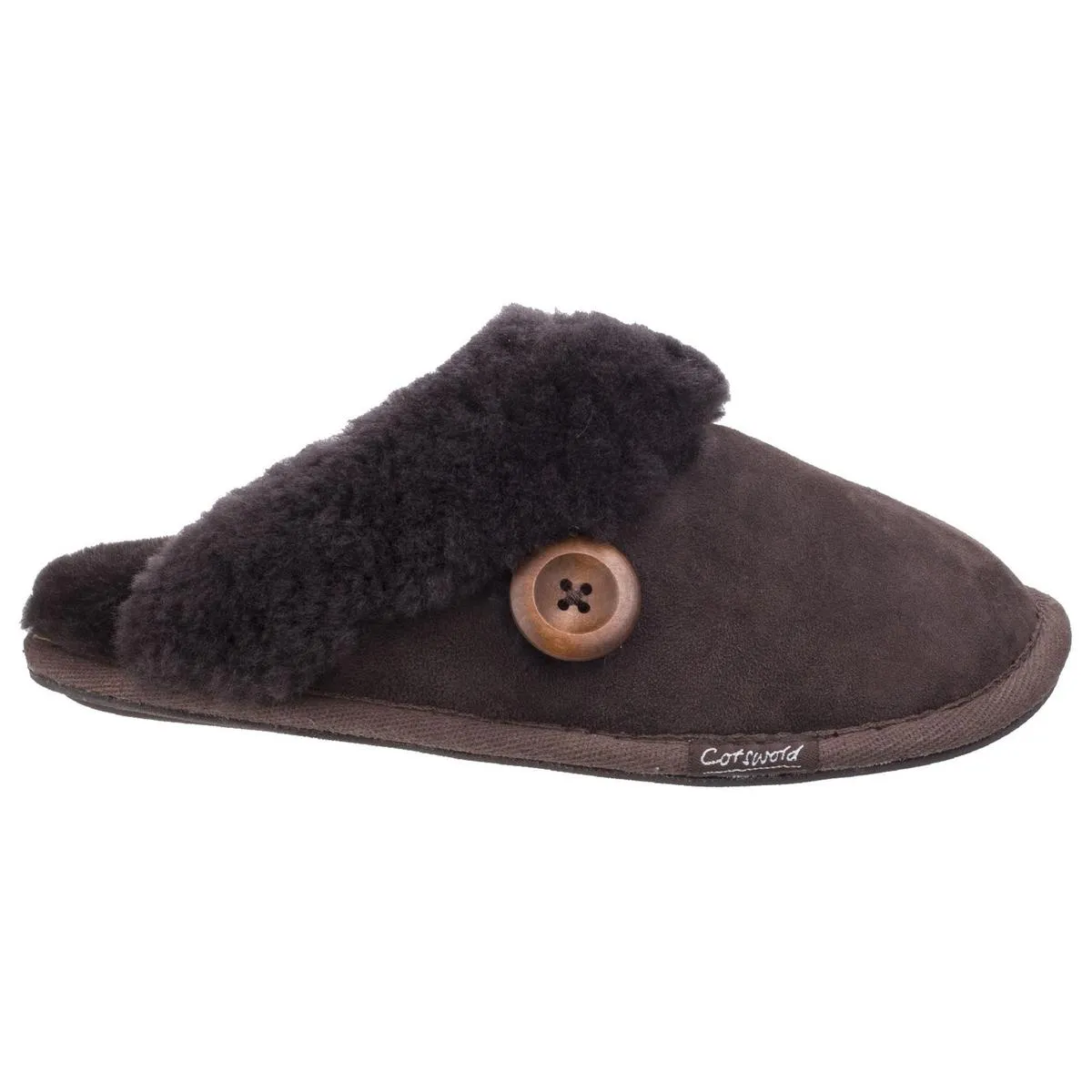 Cotswold Lechlade Sheepskin Mule Slipper Chocolate