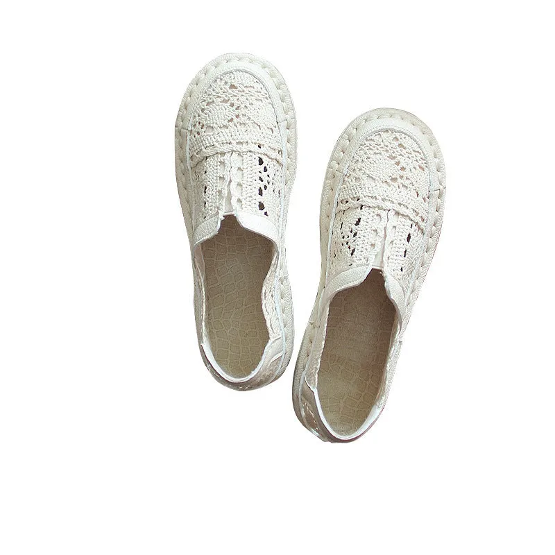 Cotton And Linen Art White Shoes Summer Retro Super Soft Bottom Breathable Mesh Shoes