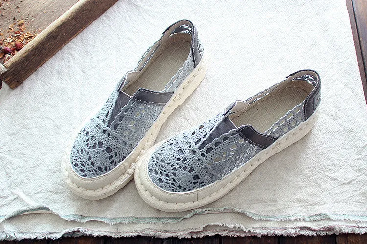 Cotton And Linen Art White Shoes Summer Retro Super Soft Bottom Breathable Mesh Shoes