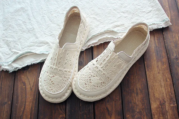 Cotton And Linen Art White Shoes Summer Retro Super Soft Bottom Breathable Mesh Shoes