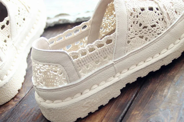Cotton And Linen Art White Shoes Summer Retro Super Soft Bottom Breathable Mesh Shoes