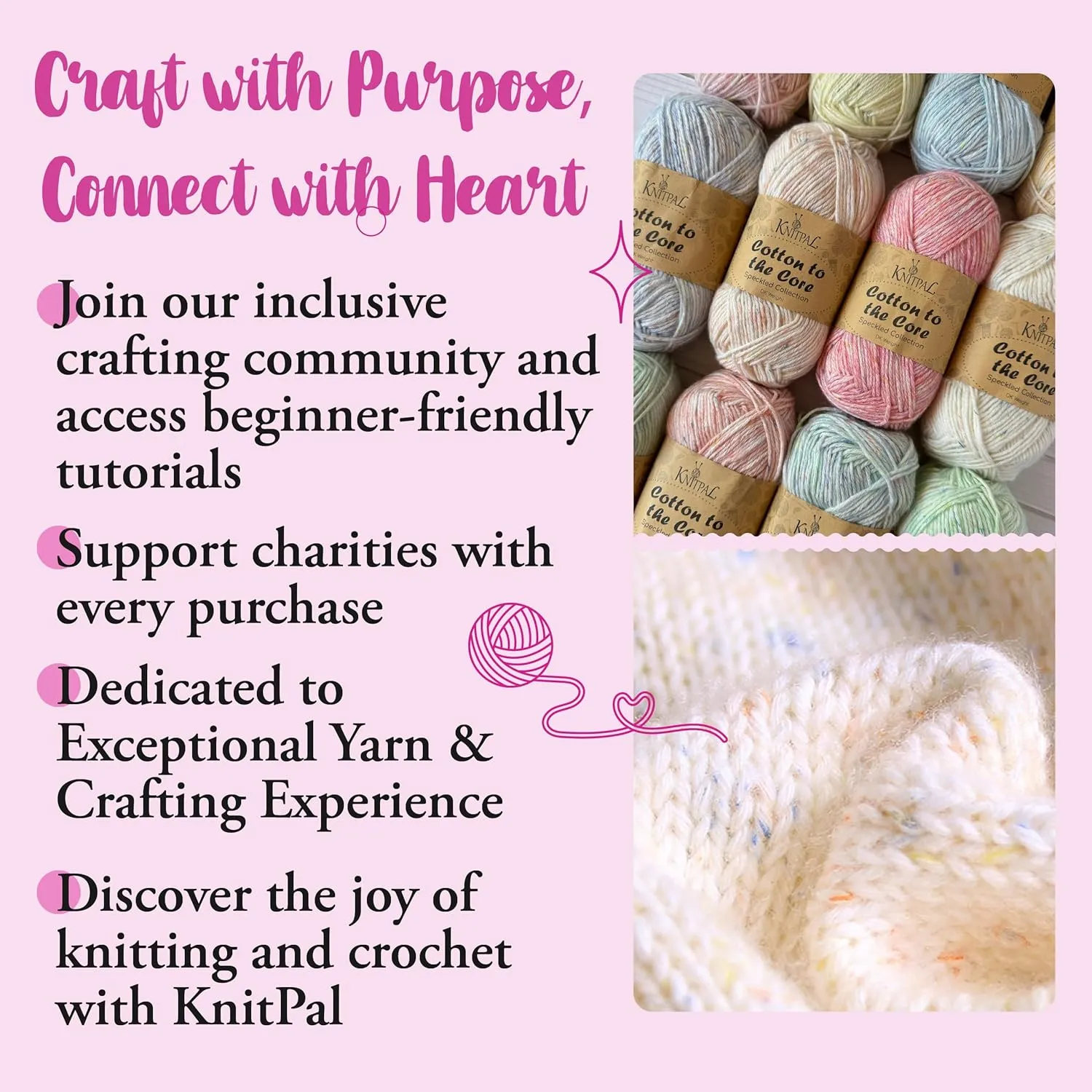 Cotton to The Core Cotton Yarn for Crocheting, 6 Skeins, 852Yds/300G, Free Patterns - Soft Baby Yarn for Knitting - 3 DK Light Worsted Weight - Eggshell White