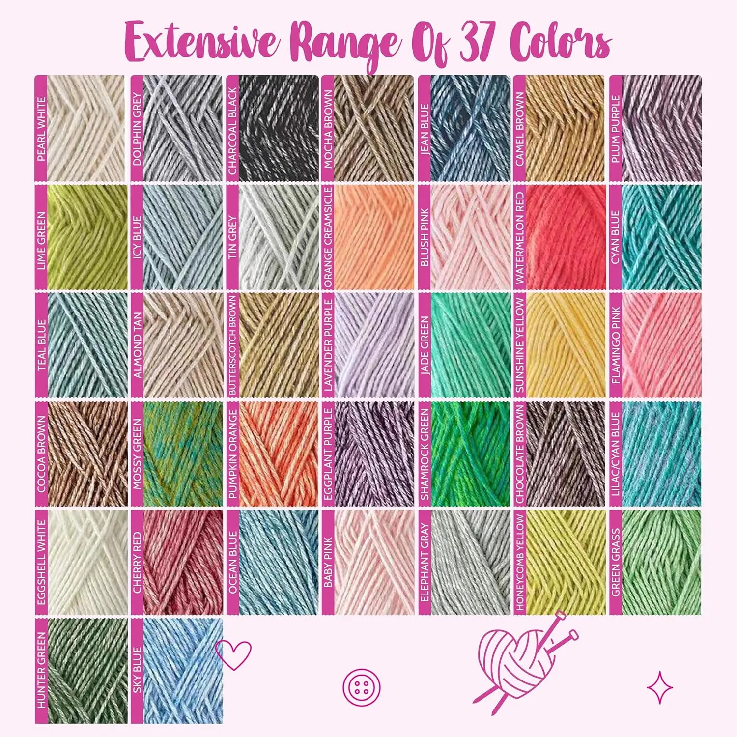 Cotton to The Core Cotton Yarn for Crocheting, 6 Skeins, 852Yds/300G, Free Patterns - Soft Baby Yarn for Knitting - 3 DK Light Worsted Weight - Eggshell White