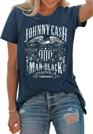 Country Music Tshirt for Women Vintage Nashville Tennessee Graphic Shirts Music Lovers Summer Vacation Top Shirt Tee