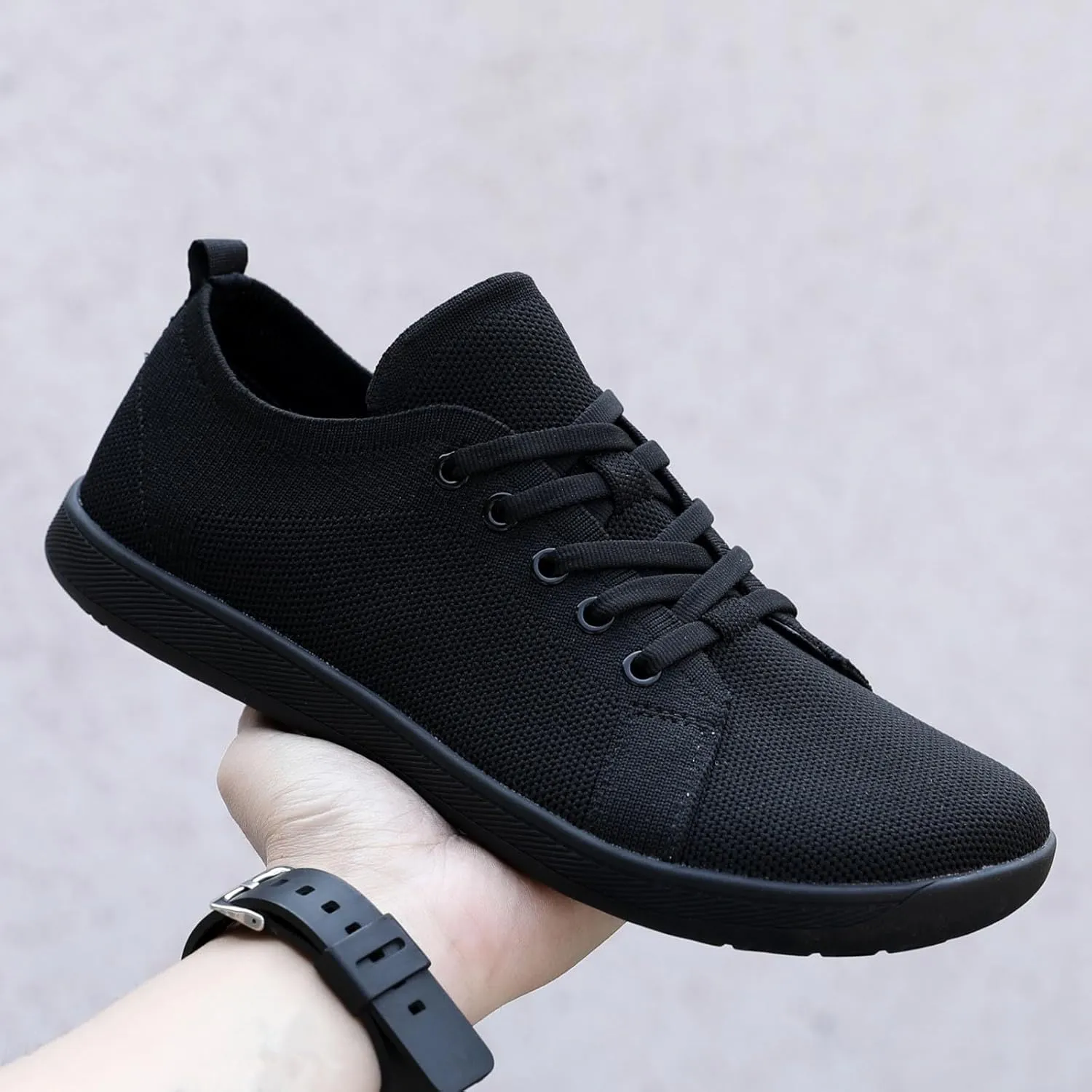 Couple Solid Color Wide Head Outdoor Barefoot Casual Shoes Breathable Comfortable Mens Sneaker Shoes with Arch Support