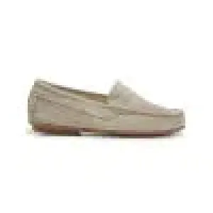 Cream suede penny loafer