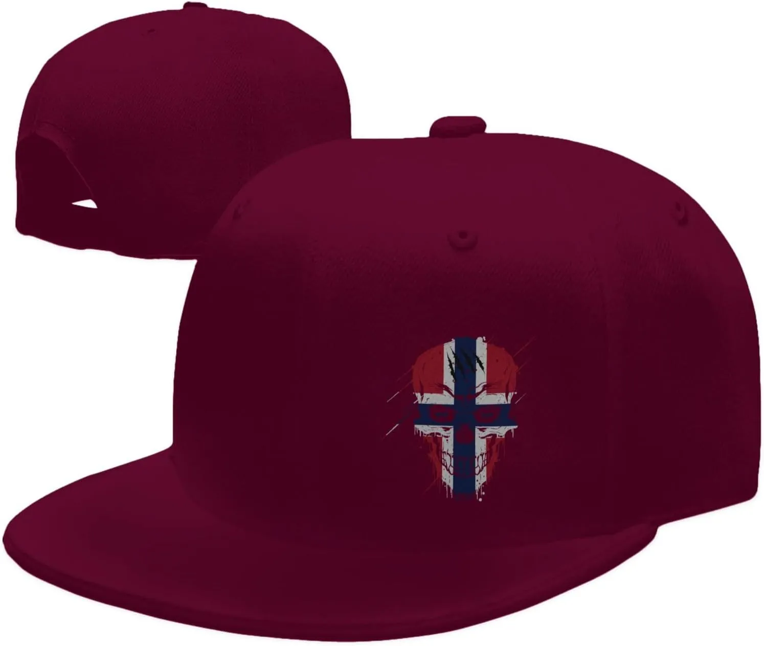 Creative Norway Patriot Skull National Flag Snapback Hats for Men Women Baseball Cap Flat Bill Brim Hat