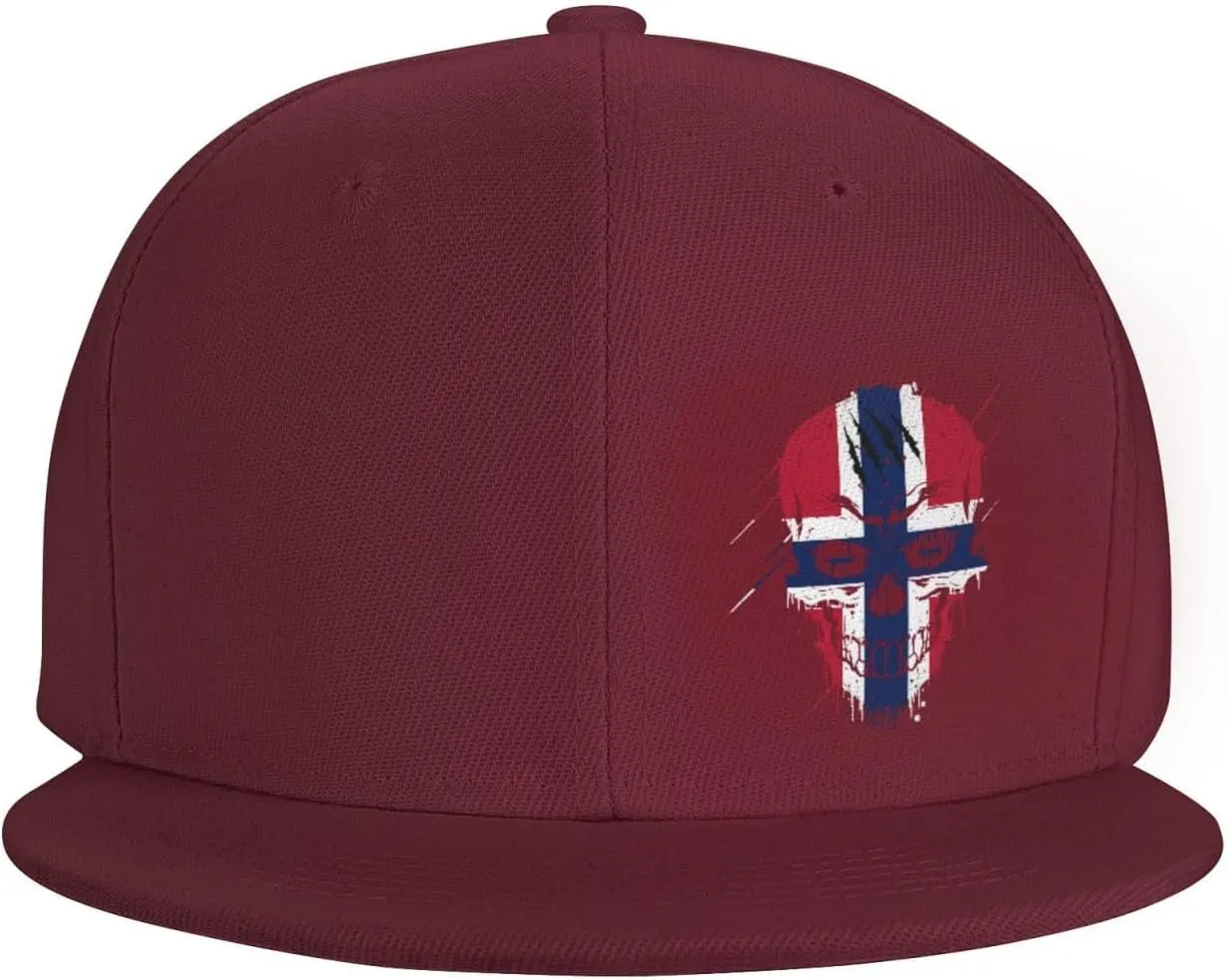 Creative Norway Patriot Skull National Flag Snapback Hats for Men Women Baseball Cap Flat Bill Brim Hat