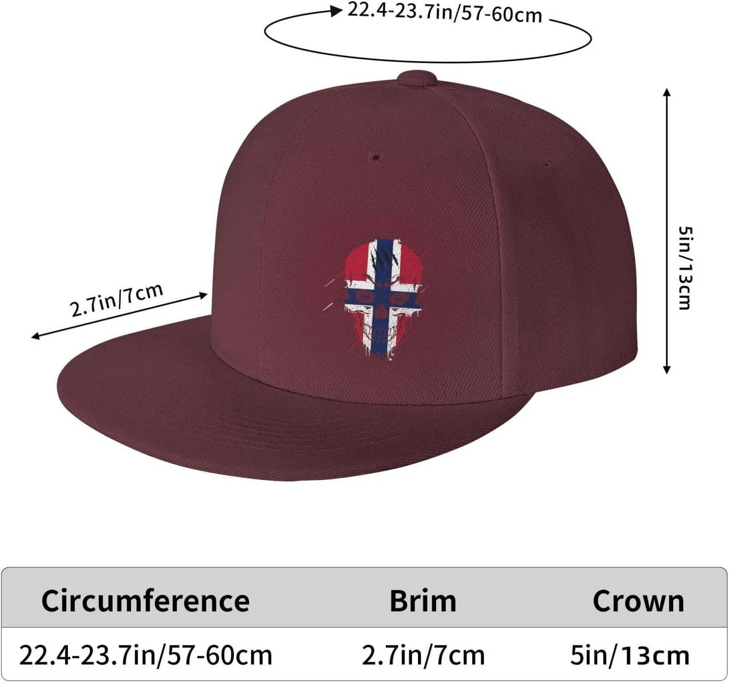 Creative Norway Patriot Skull National Flag Snapback Hats for Men Women Baseball Cap Flat Bill Brim Hat