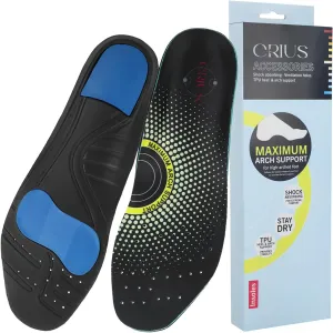 CRIUS Maximum Arch Support Insoles, Shock Absorbing, TPU Heel and Arch Support (EU38/UK-L5/US-L6.5)