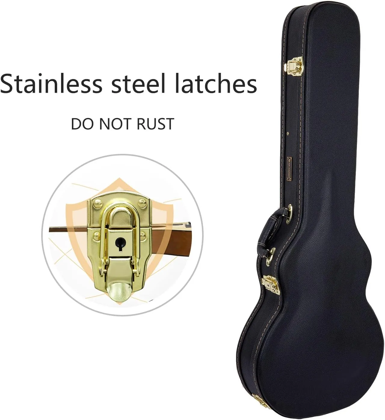 Crossrock Hardshell Arch Top Wood Case fits Les Paul Electric Guitars-Black(CRW620LBK)