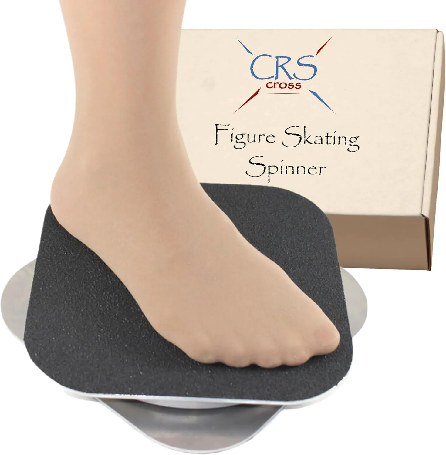 CRS Cross Figure Skating Spinner. Off Ice Spinning Training Aid for Ice Skaters, Gymnastics, Dance and Ballet. Metal 8 Inch Spin Trainer for Any Flat Surface.