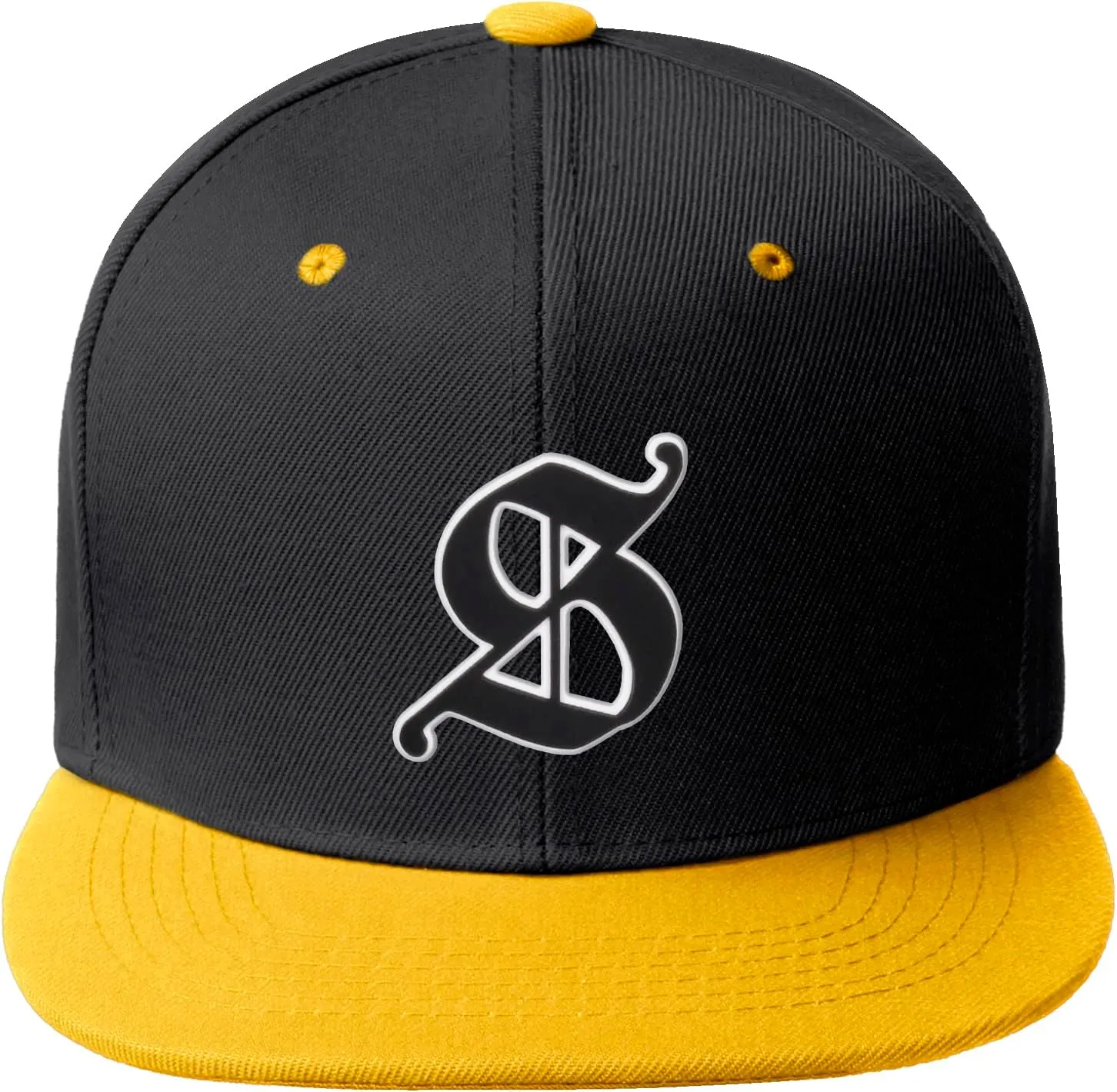 Daxton Classic Snapback Old English Alphabet A to Z Numbers Initials Flat Bill Visor Cap