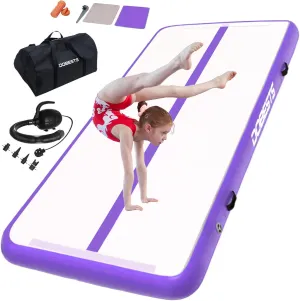 DOBESTS Inflatable Gymnastics Mat Air Track Tumbling Mats 6.6ft 10ft 13ft 16ft 20ft 4/8 Inch Thick Air Mat Tumble Track Air Barrel Gymnastics Roller Back Handspring Trainer
