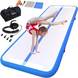 DOBESTS Inflatable Gymnastics Mat Air Track Tumbling Mats 6.6ft 10ft 13ft 16ft 20ft 4/8 Inch Thick Air Mat Tumble Track Air Barrel Gymnastics Roller Back Handspring Trainer