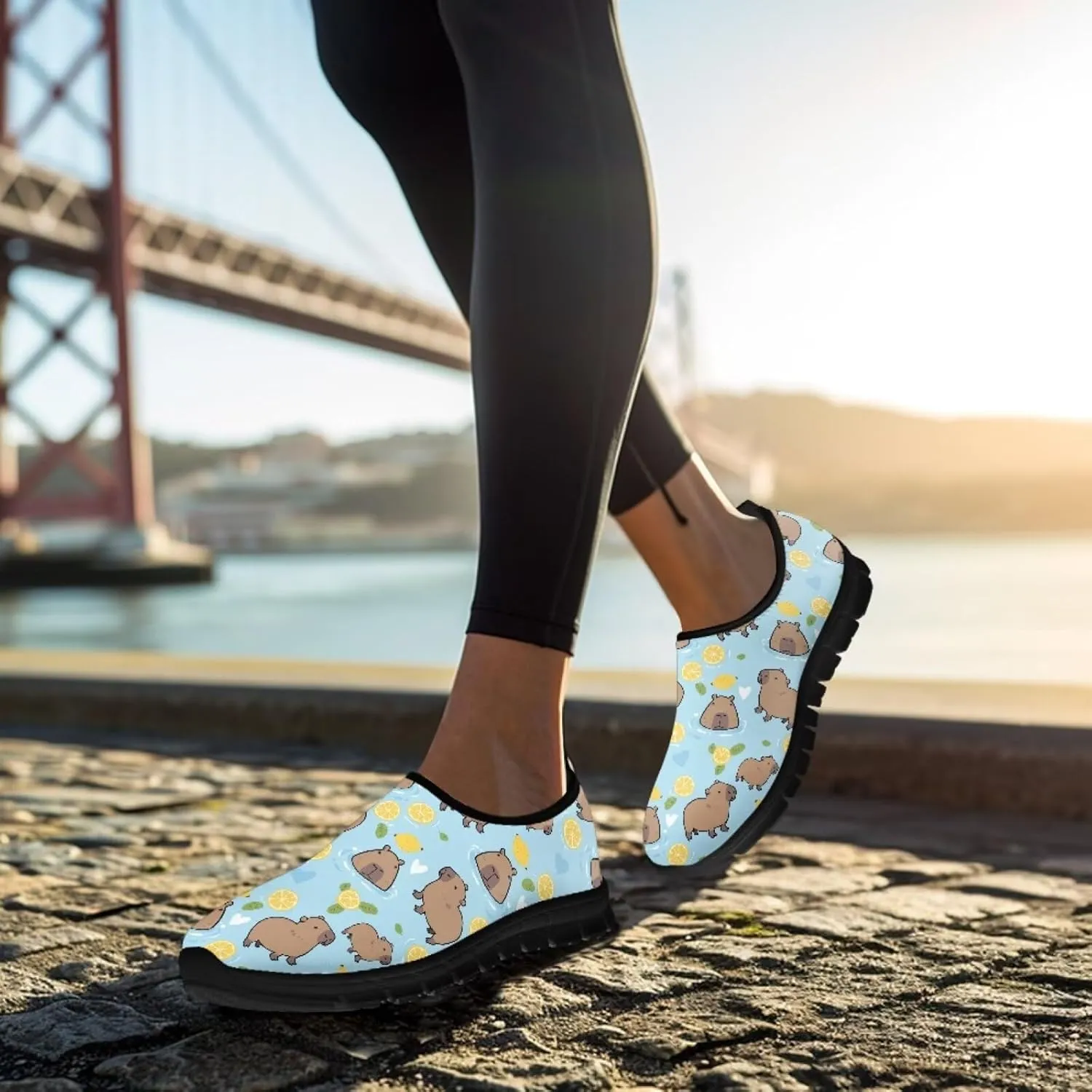 Dog Paw Print Casual Shoes for Women Slip On Low Top Flat Sneakers Breathable Mesh Footwear for Walking