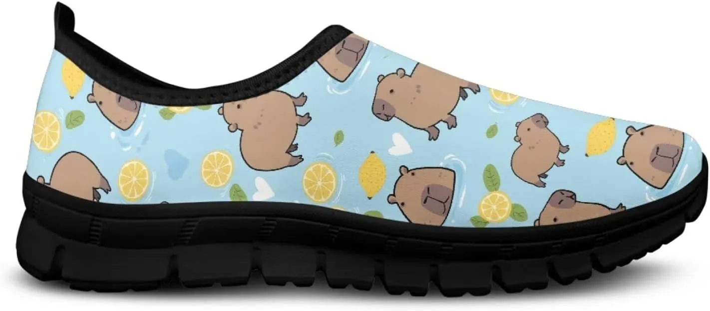 Dog Paw Print Casual Shoes for Women Slip On Low Top Flat Sneakers Breathable Mesh Footwear for Walking