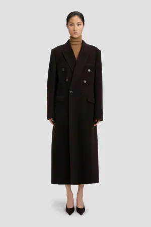 Double Faced Overcoat In Dark Chocolate
