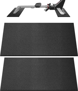 Double Mat Compatible with Peloton Bike, Row & Concept 2 Rowing Machine, Thickness 6mm, Bike Trainer Accessories, Mat Protect Hardwood Floor Carpet, for Home Gym Exercise