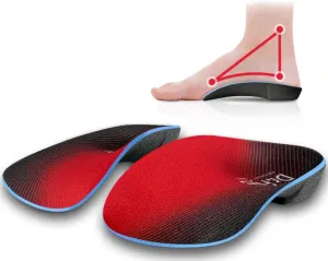 Dr. Foot 3/4 Orthotics Shoe Insoles, High Arch Supports Inserts for Flat Feet, Plantar Fasciitis, Over-Pronation, Fallen Arches (Red, Medium(Men's 6.5-8.5 / Women's 7.5-9.5))