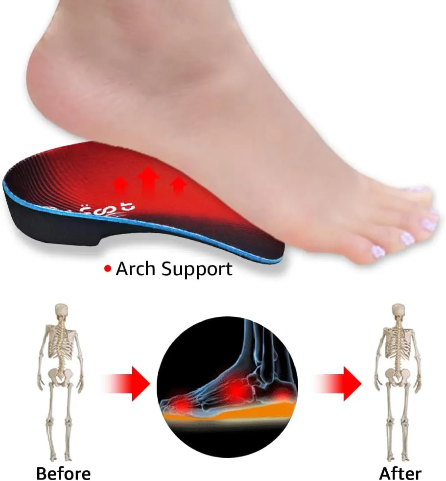 Dr. Foot's 3/4 Length Orthotic Insoles, High Arch Support Inserts for Flat Feet Plantar Fasciitis Over-Pronation and Foot Pain (X-Small (Men's 3-4.5 / Women's 4-5.5))